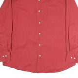 SADDLEBRED Mens Red Cotton Shirt XL Button Down Casual Long Sleeve Pocket