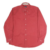SADDLEBRED Mens Red Cotton Shirt XL Button Down Casual Long Sleeve Pocket