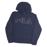 FILA Mens Navy Cotton Pullover Hoodie S Embroidered Logo Sweatshirt