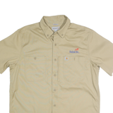 CARHARTT Mens Beige Skills USA Cotton Short Sleeve Shirt L Workwear Button-Down