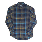 TOMMY HILFIGER Mens Blue & Grey Checked Flannel Shirt S Button Down Long Sleeve