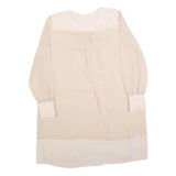 REISS Womens Beige & Cream Day Dress Polyester Blend Long Sleeve Midi UK 14