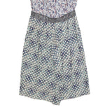 RONALD MOURET Womens White & Blue Sleeveless Fit & Flare Polyester Blend Dress