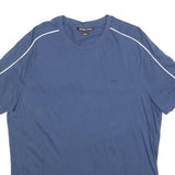 MICHAEL KORS Mens Blue & White Modern T-Shirt L Short Sleeve Crew Neck Piping