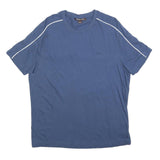 MICHAEL KORS Mens Blue & White Modern T-Shirt L Short Sleeve Crew Neck Piping
