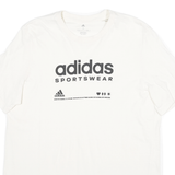 ADIDAS Mens White Crew Neck Graphic T-Shirt M Cotton Blend Sportswear Casual