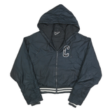 CHAMPION Womens Black Hooded Jacket L Polyester Blend Plain Zip Closure