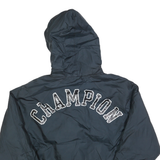 CHAMPION Womens Black Hooded Jacket L Polyester Blend Plain Zip Closure