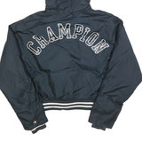 CHAMPION Womens Black Hooded Jacket L Polyester Blend Plain Zip Closure