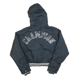 CHAMPION Womens Black Hooded Jacket L Polyester Blend Plain Zip Closure