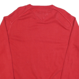 TOMMY HILFIGER Mens Red Plain Jumper V-Neck Basic Knit XL Classic Cotton