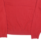 TOMMY HILFIGER Mens Red Plain Jumper V-Neck Basic Knit XL Classic Cotton