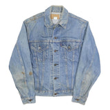 LEVI'S Womens Blue Denim Cotton Button Jacket S Plain Classic Vintage Style