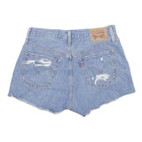 LEVIS Womens Denim Blue Distressed Cut-Off Shorts S W28 Casual Summer