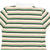 TOMMY HILFIGER Womens White & Green Striped Short Sleeve Polo Shirt M Cotton
