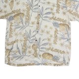 OCEAN PACIFIC Mens Cream & Beige Hawaiian Shirt M Cotton Tropical Summer