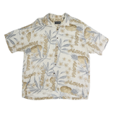 OCEAN PACIFIC Mens Cream & Beige Hawaiian Shirt M Cotton Tropical Summer