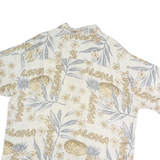 OCEAN PACIFIC Mens Cream & Beige Hawaiian Shirt M Cotton Tropical Summer