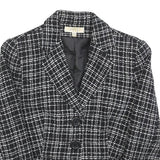 UN DEUX TROIS Womens Black & White Check Wool Blend Button Jacket S Woven