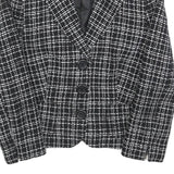 UN DEUX TROIS Womens Black & White Check Wool Blend Button Jacket S Woven