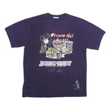 Mens Navy Graphic Print T-Shirt M Short Sleeve Crew Neck Casual Cotton