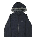 CALVIN KLEIN JEANS Womens Black Puffer Jacket XL Polyester Blend Hooded Zip