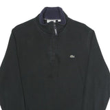 LACOSTE Mens Black Cotton Quarter Zip Sweatshirt 2XL Casual Sportswear