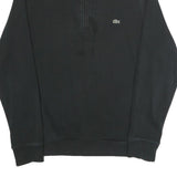 LACOSTE Mens Black Cotton Quarter Zip Sweatshirt 2XL Casual Sportswear