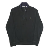 LACOSTE Mens Black Cotton Quarter Zip Sweatshirt 2XL Casual Sportswear