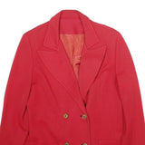 Womens Red Button Plain Jacket L Woven Classic Tailored Blazer Style