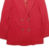 Womens Red Button Plain Jacket L Woven Classic Tailored Blazer Style