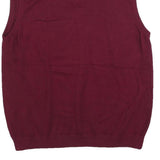 CHAPS Mens Maroon Plain V-Neck Basic Knit L Cotton Sleeveless Jumper Vest