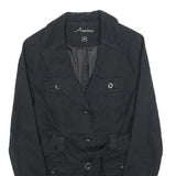 AMISU Womens Black Cotton Blend Button Jacket XS Casual Utility Style
