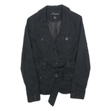 AMISU Womens Black Cotton Blend Button Jacket XS Casual Utility Style