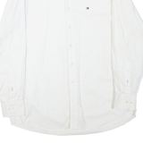 TOMMY HILFIGER Mens White Classic Button-Down Shirt L Cotton Blend Casual Formal
