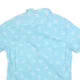 LEE Mens Blue Cotton Blend Short Sleeve Shirt M Casual Summer Lightweight