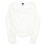 NIKE Womens White Cotton Blend Long Sleeve Top Round Neck M Casual