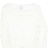 NIKE Womens White Cotton Blend Long Sleeve Top Round Neck M Casual