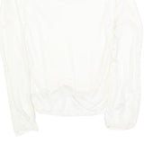 NIKE Womens White Cotton Blend Long Sleeve Top Round Neck M Casual