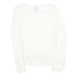 NIKE Womens White Cotton Blend Long Sleeve Top Round Neck M Casual