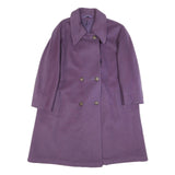 BAUER Womens Purple Wool Blend Button Jacket M Classic Plain Button Fastening