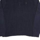 POLO RALPH LAUREN Mens Navy Blue Plain Cotton Blend Jumper Half Zip L Classic