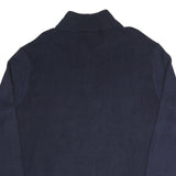 POLO RALPH LAUREN Mens Navy Blue Plain Cotton Blend Jumper Half Zip L Classic