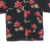 PURITAN Mens Black & Red Palm Tree Hawaiian Shirt M Rayon Casual Beach