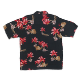 PURITAN Mens Black & Red Palm Tree Hawaiian Shirt M Rayon Casual Beach