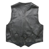 CASUCCI Mens Black Leather Waistcoat L Leather Plain Button Closure Stylish
