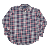 RALPH LAUREN Mens Blue White & Red Checked Shirt L Classic Cotton Blend Long