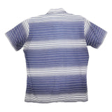TOP SHIRT Mens Blue & White Striped Short Sleeve Shirt M Cotton Casual
