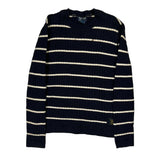 Polo By Ralph Lauren Striped Cable Knit Sweater - Small Navy Cotton