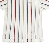 CHAPS RALPH LAUREN Mens White Striped Short Sleeve Polo Shirt L Classic Cotton